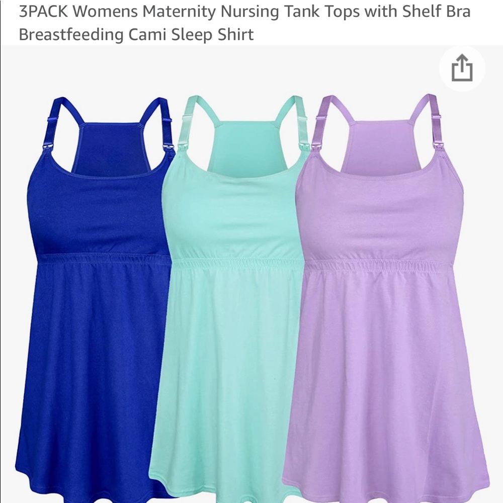 Three pack maternity/nursing racerback tanks